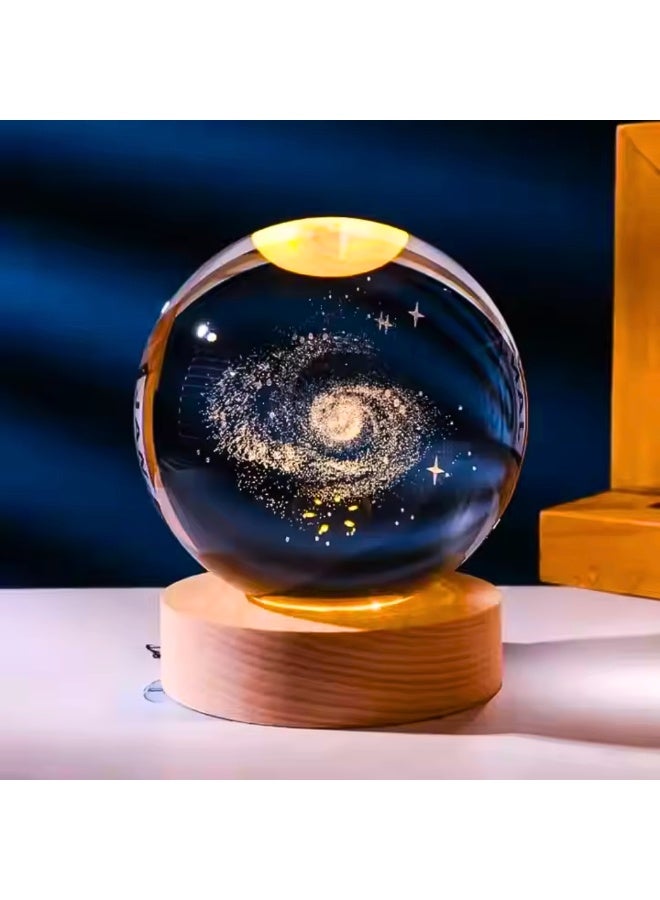 3D Galaxy Crystal Ball with LED Stand – 60mm Glass Space Sphere Night Light - Image 1